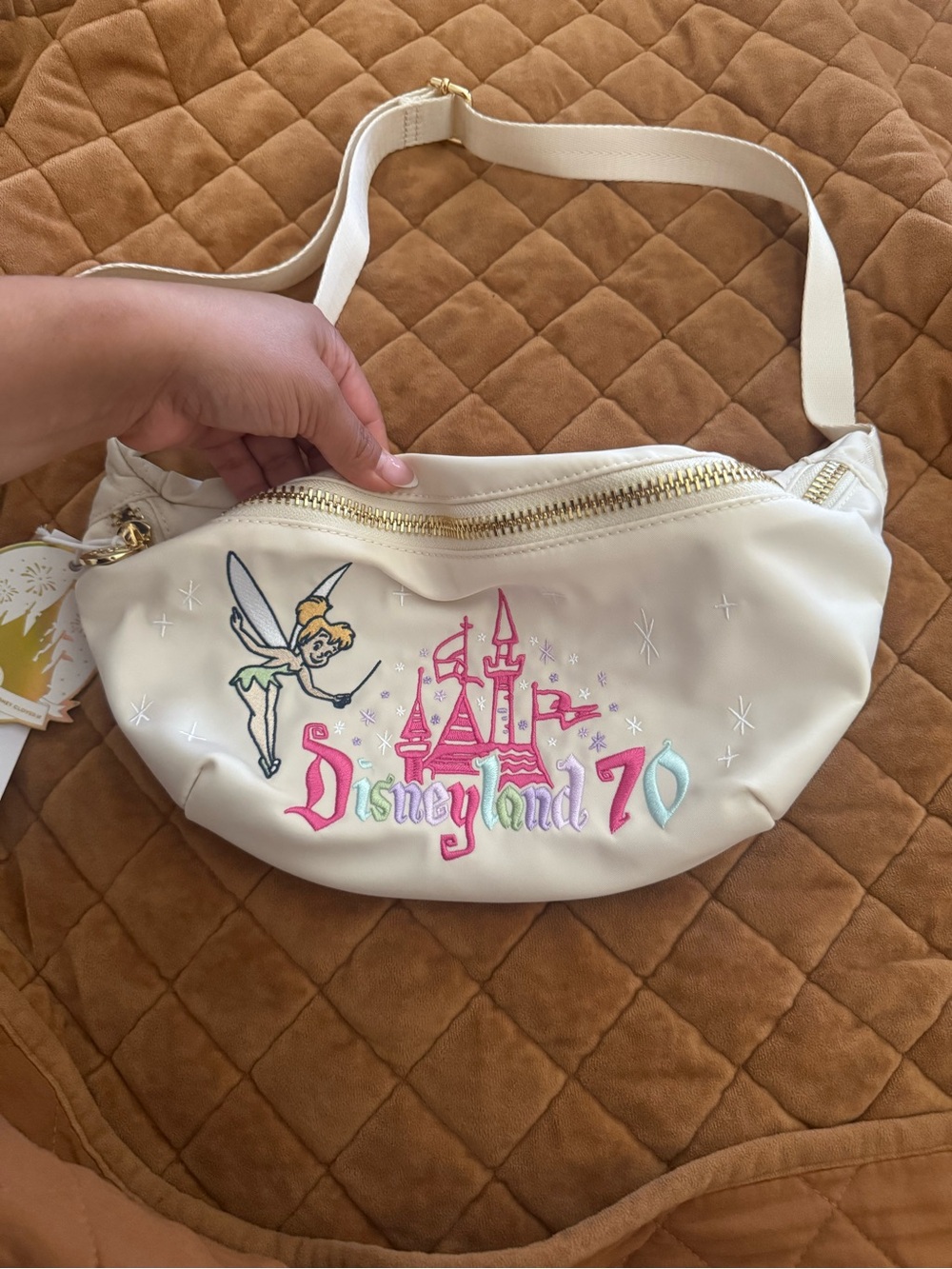 Stoney Clover Lane Cream Crossbody with Pink & Aqua Disneyland 70 Embroidery - Picture 9 of 9